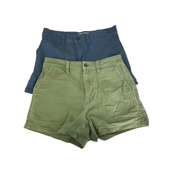 LOT 2 Madewell Size 29 The Perfect Vintage Fatigue Short Desert Green & Blue - Picture 2 of 16